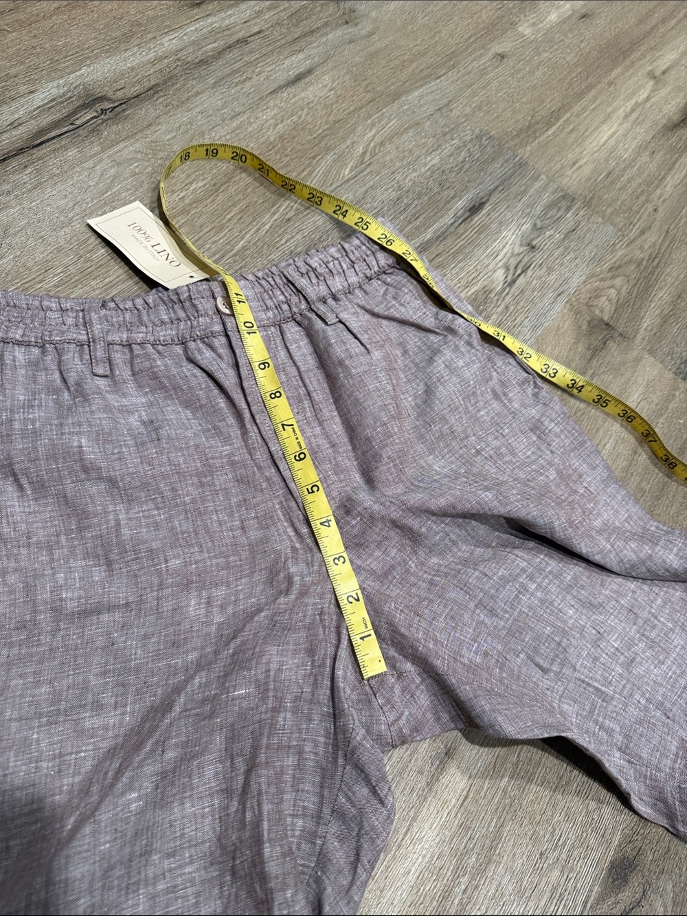 Linen Made in Italy Elastic Waist Bermuda Shorts in Brown - Unbranded - Picture 6 of 8
